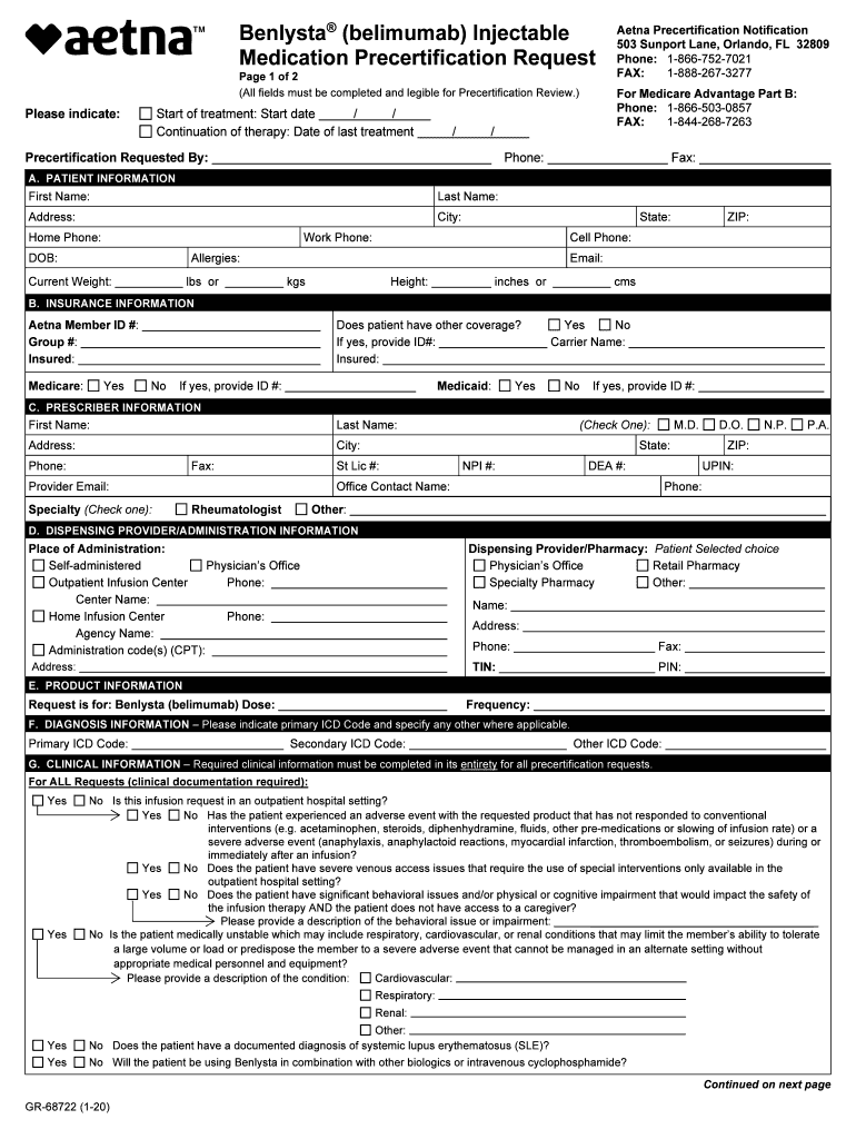 Aetna GR 68722 2020 Fill And Sign Printable Template Online US 