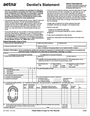 Aetna International Dental Claim Form Fill And Sign Printable 