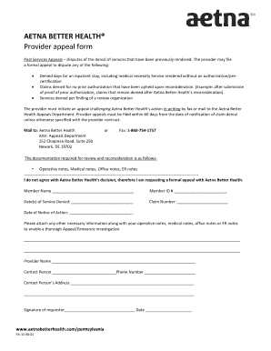 Aetna Reconsideration Form Fill And Sign Printable Template Online