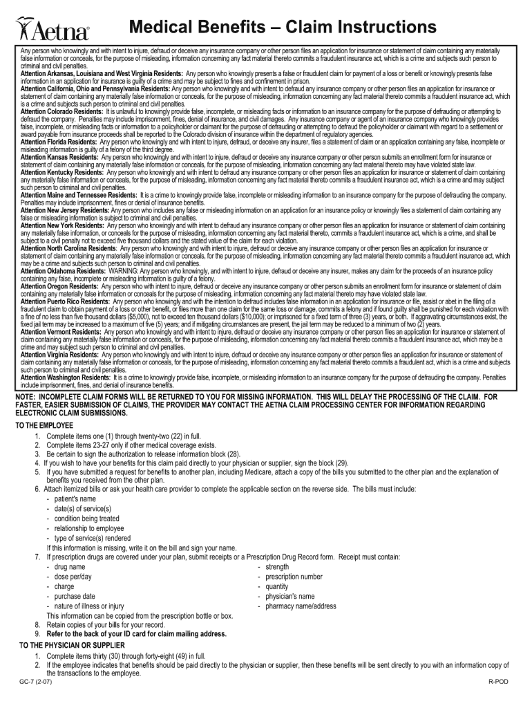 Aetna Student Health Claim Form 2007 Fill Out Sign Online DocHub