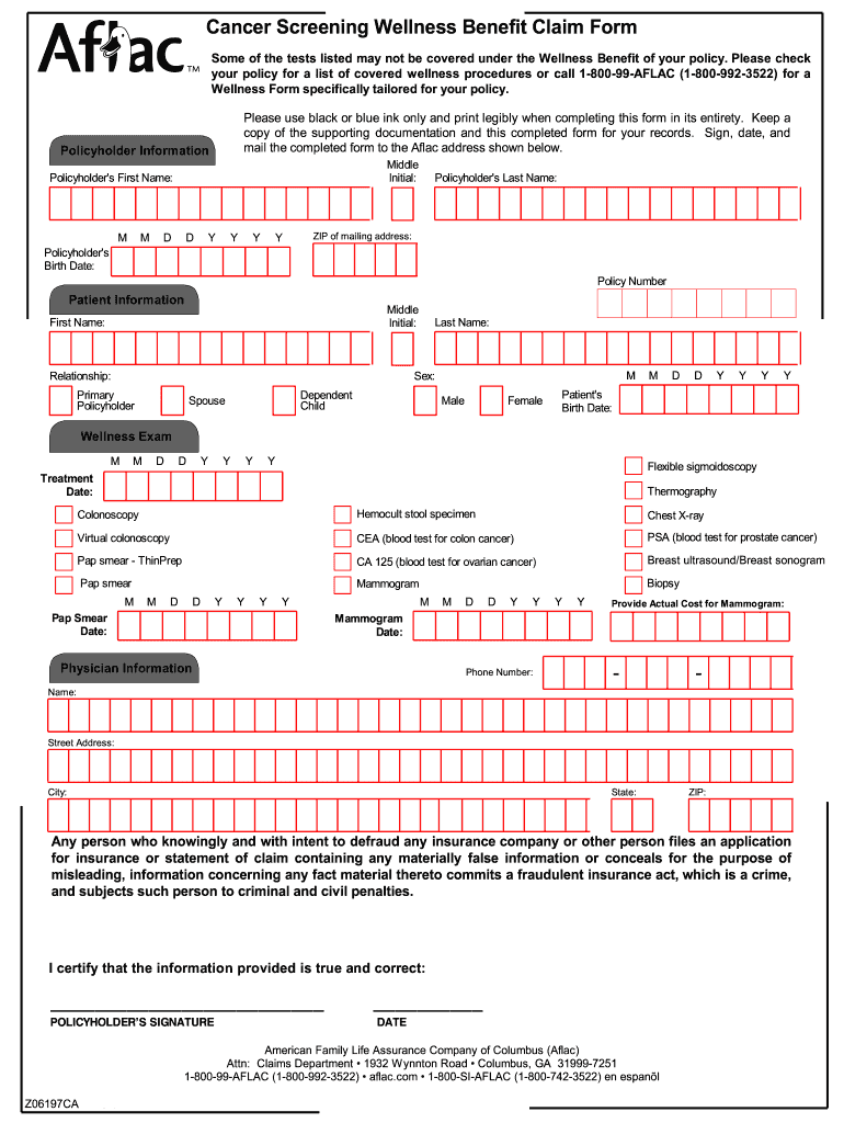 Aflac Claim Forms Printable Customize And Print