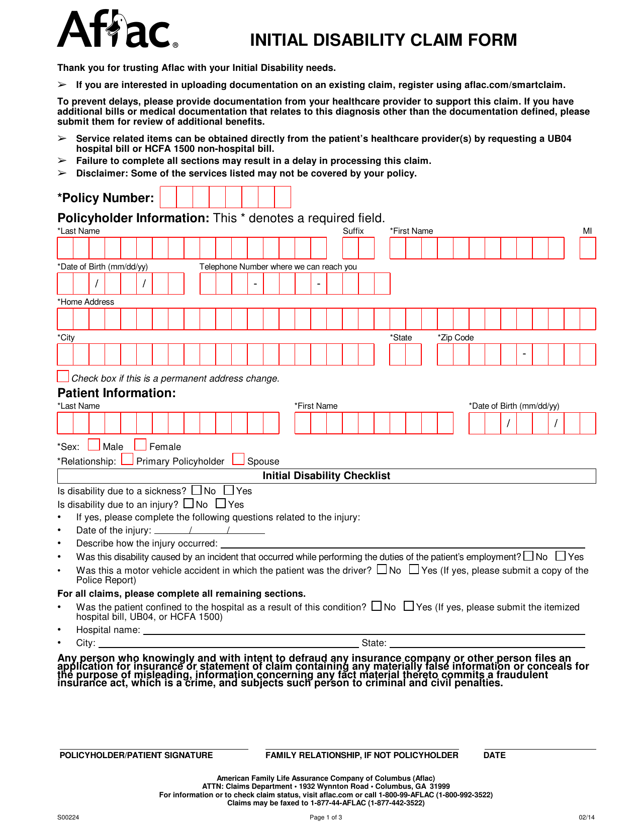 Aflac Claim Forms Printable Customize And Print