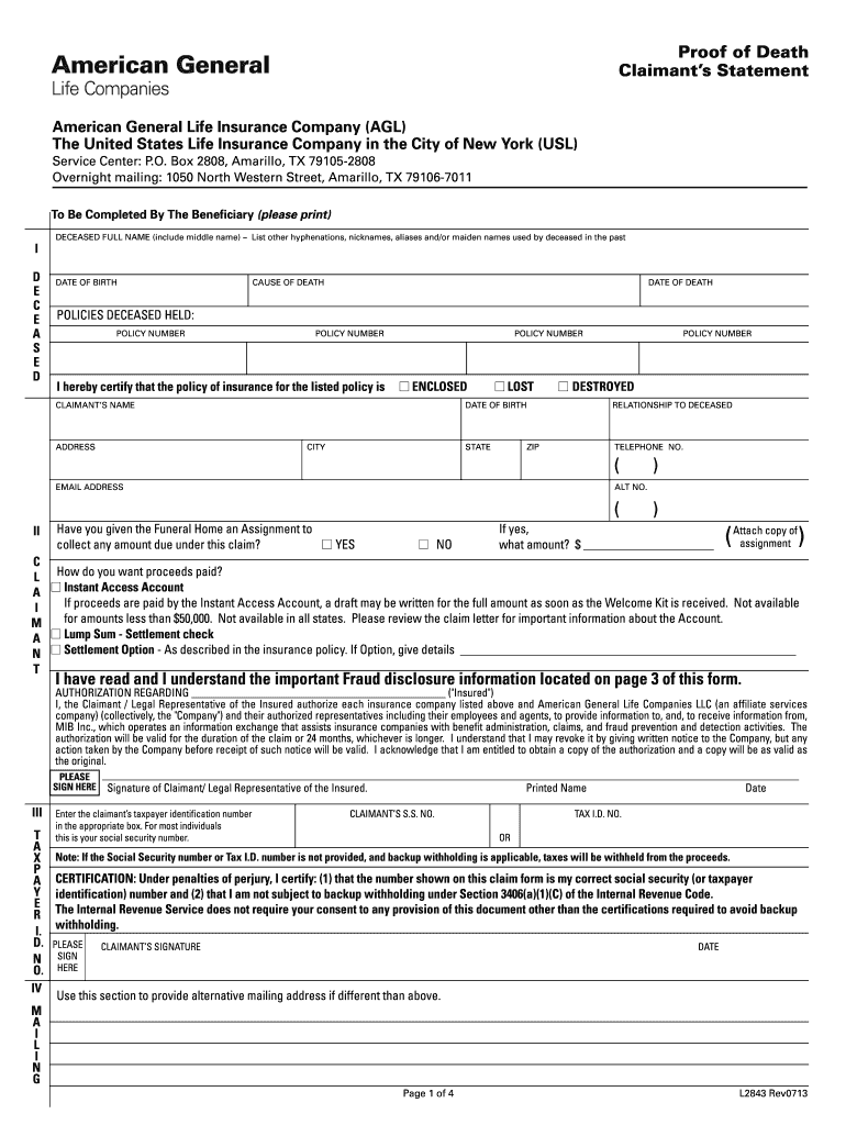 Aig Annuity Death Claim Form Fill Out And Sign Printable PDF Template 