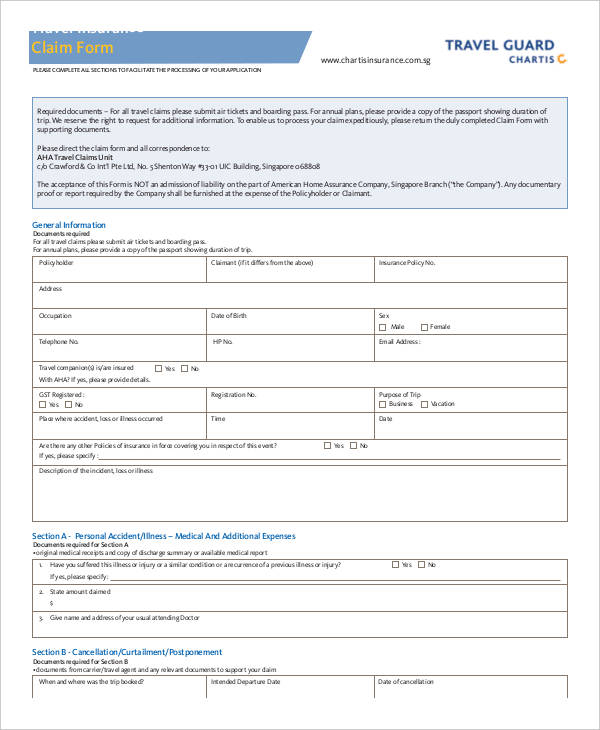 Aig Claim Form Pdf