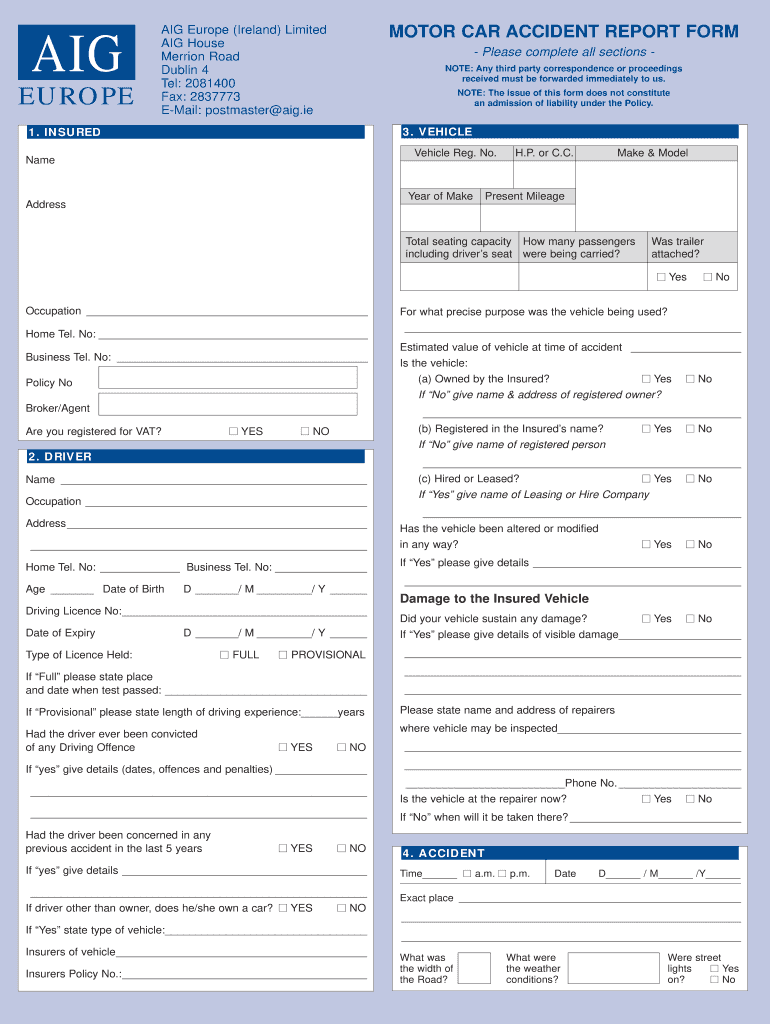 Aig Insurance Auto Form Fill Out And Sign Printable PDF Template 