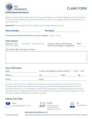 Akc Pet Insurance Claim Form Fill Online Printable Fillable Blank 