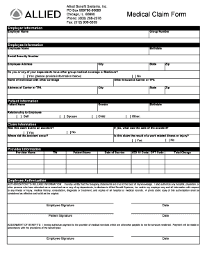 Allied Benefit Systems Claims Address Fill Online Printable 