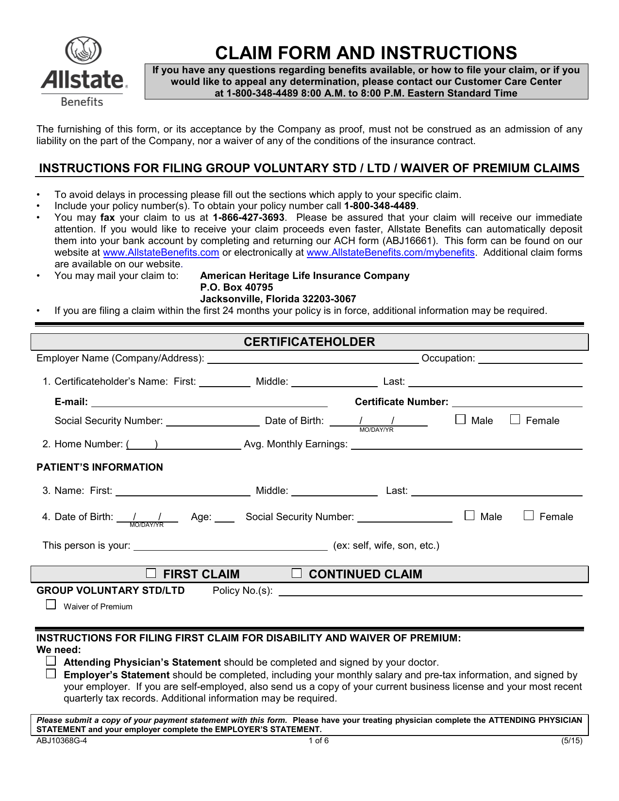 Allstate Cancer Claim Form And Instructions CancerWalls