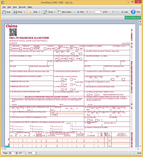 Amazon CMS 1500 02 12 Medical Billing Claim Form Software Print