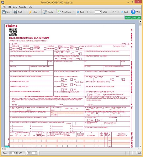 Amazon CMS 1500 02 12 Medical Billing Claim Form Software Print 