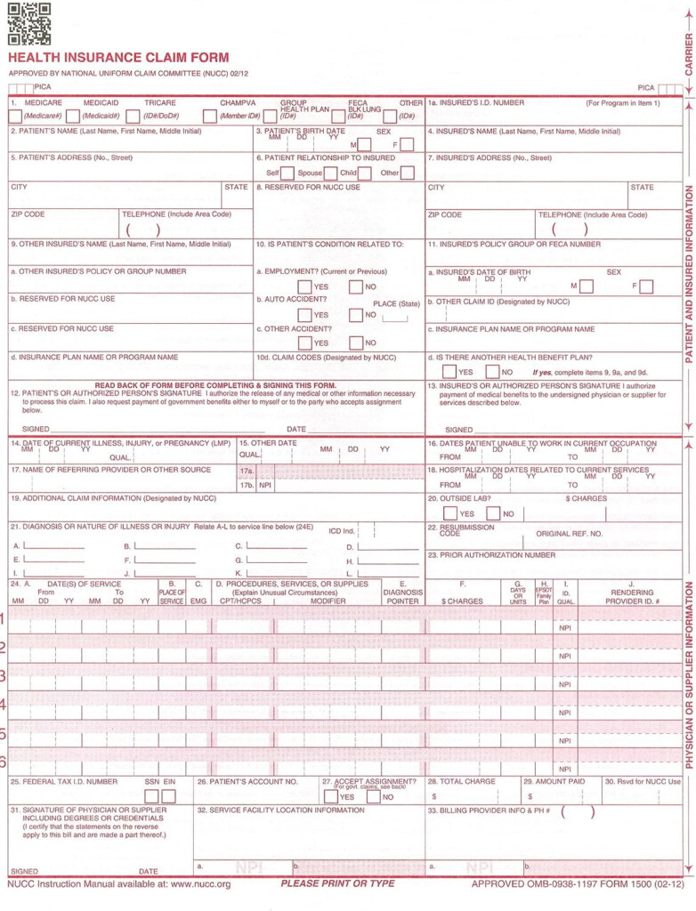 Amazon CMS 1500 Claim Forms HCFA Version 02 12 2 500 Sheets 