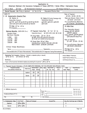 American National Life Insurance Fill Online Printable Fillable 