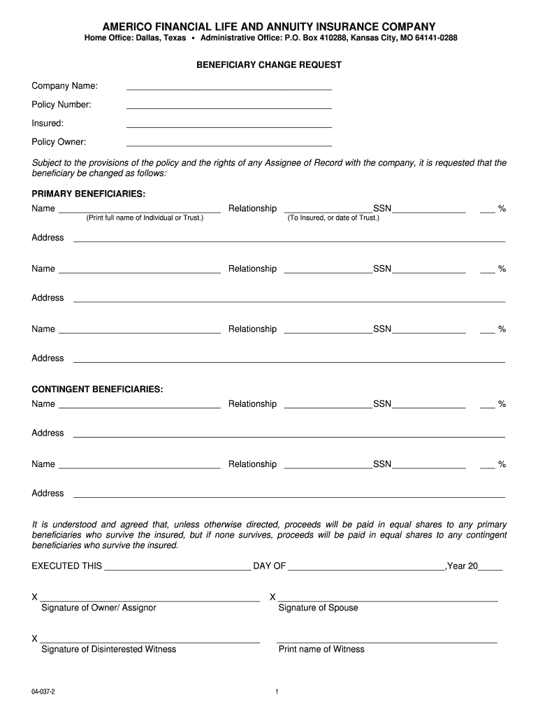 Americo Life Insurance Form Fill Online Printable Fillable Blank 