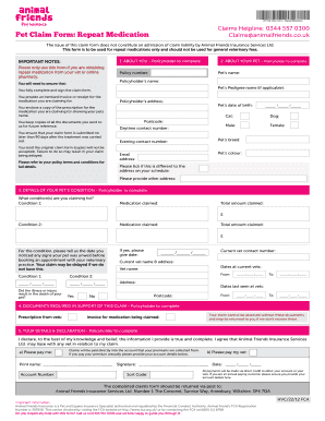 Animal Friends Claim Form Fill Out And Sign Printable PDF Template