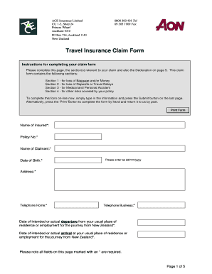 Aon Travel Claim Form Printable Fill And Sign Printable Template Online