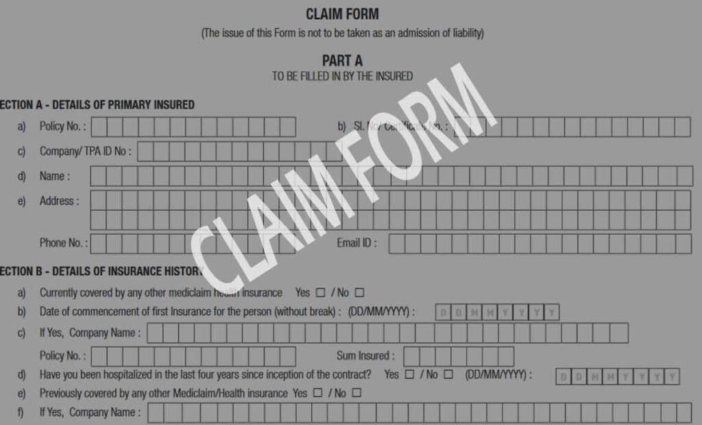 Apollo Munich Health Insurance Claim Form For Treatment Expenses