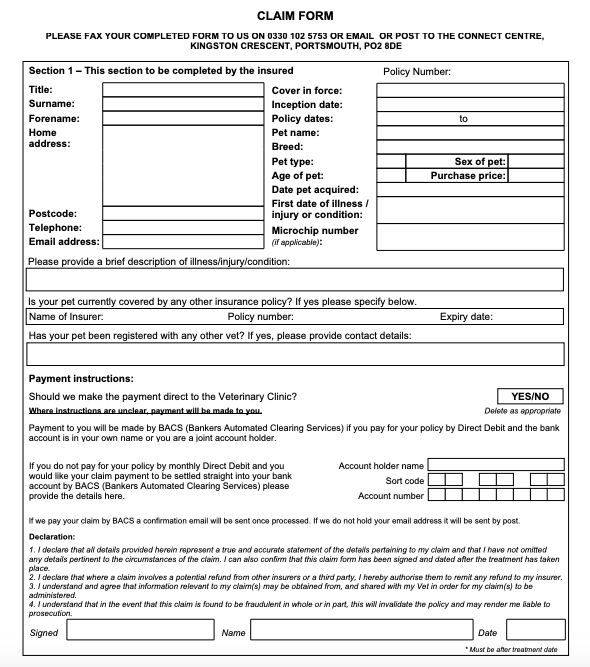 ASDA Pet Insurance Claim Form Download PDF For Free PlanForms