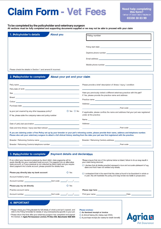 ASDA Pet Insurance Claim Form Download PDF For Free PlanForms