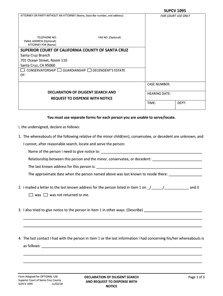 Attorney Or Party Without Attorney Santa Cruz Superior Court Fill Out 