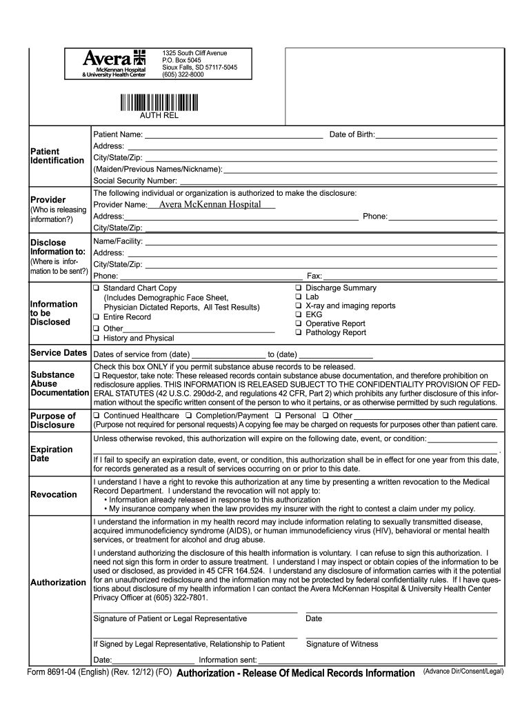 Avera Medical Records 2020 2021 Fill And Sign Printable Template 