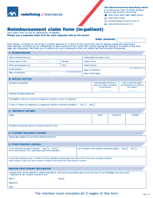 Axa Reimbursement Claim Form Fill And Sign Printable Template Online