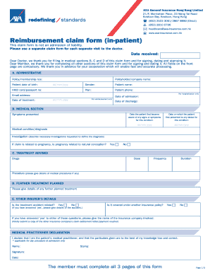 Axa Reimbursement Claim Form Fill Online Printable Fillable Blank