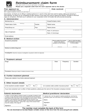 Axa Reimbursement Form Fill Online Printable Fillable Blank 