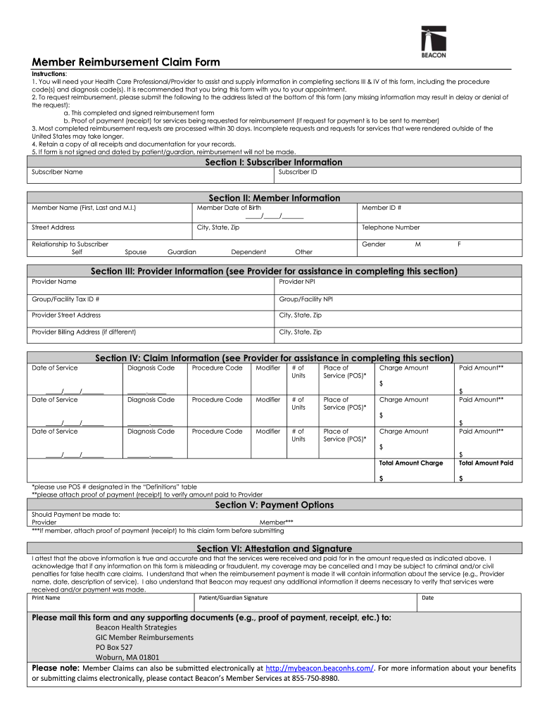 Beacon Health Options Claim Form Fill Out Sign Online DocHub