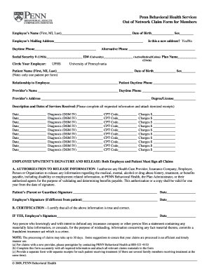 Behavioral Health Claim Form 2017 2022 Fill And Sign Printable