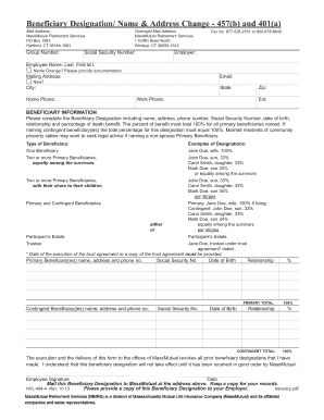 Beneficiary Form Retirement Services MassMutual Fill And Sign 