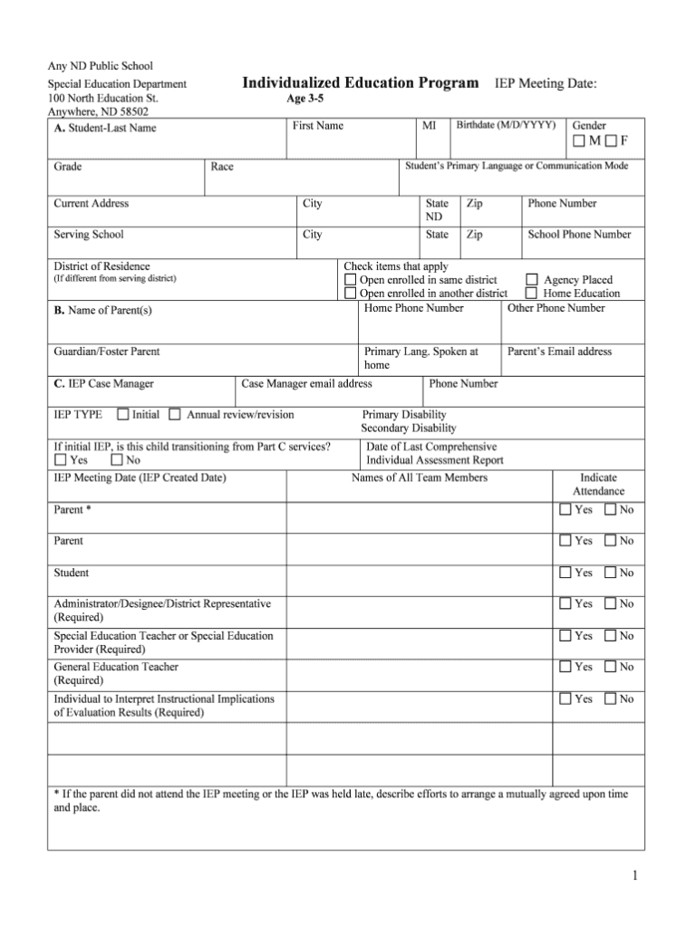 Blank Iep Template Professional Template Examples