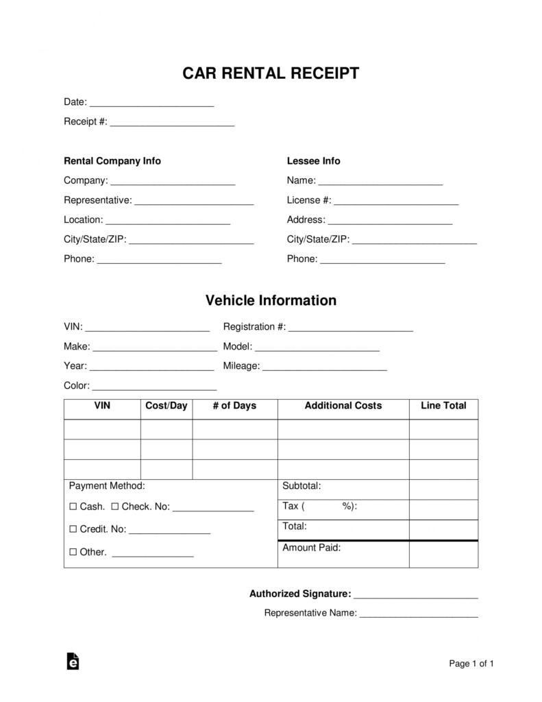 Browse Our Free Rental Car Receipt Template Invoice Template Word 