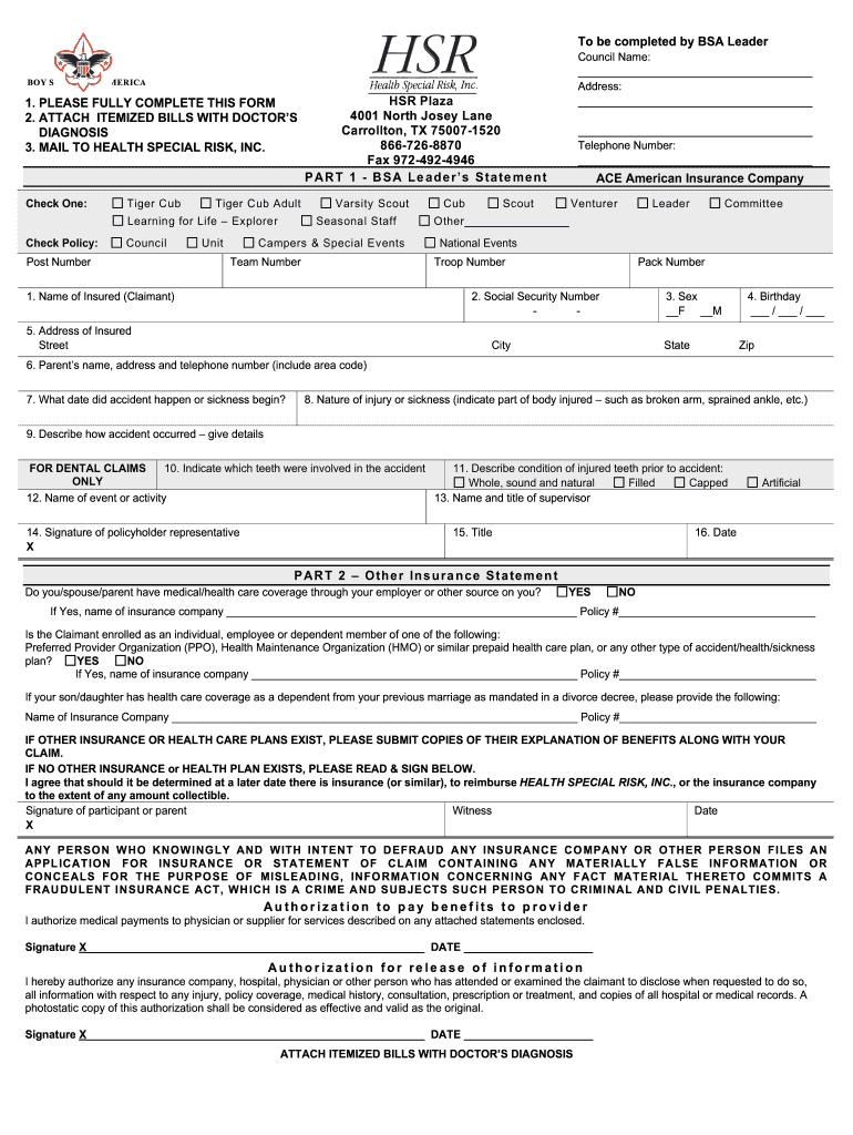 BSA Insurance Claim Form RTPnet Rtpnet 2010 2022 Fill And Sign