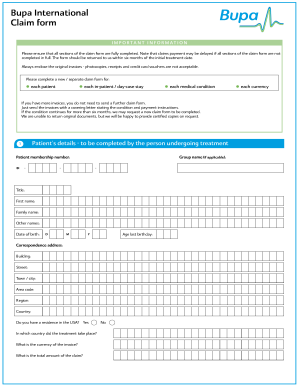 Bupa Claim Form Fill Out And Sign Printable PDF Template SignNow