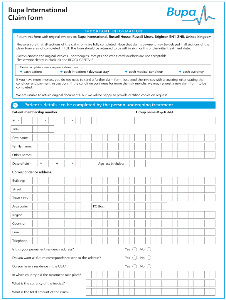 Bupa Reimbrasement Form The Form In Seconds Fill Out And Sign 