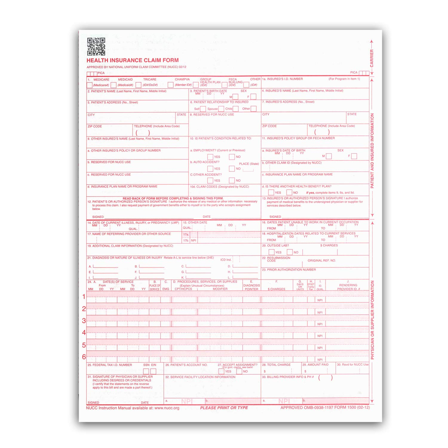Buy New CMS 1500 Cl Forms HCFA Version 02 12 1000 Per Box Online At
