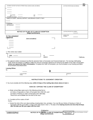 Ca Exemption Doc Template PdfFiller