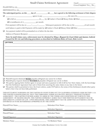 California Small Claims Settlement Agreement Form Download Printable 