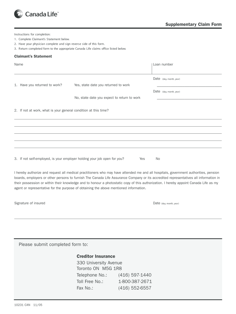 Canada Life Claim Form Pdf Fill Out And Sign Printable PDF Template 