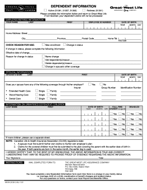 Canada Post Great West Life Form Fill Out And Sign Printable PDF