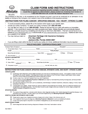 Cancer Claim Form Allstate Benefits Fill And Sign Printable 