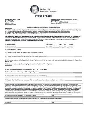 CBP Gerber Life Medical Claim Form doc Fill And Sign Printable 