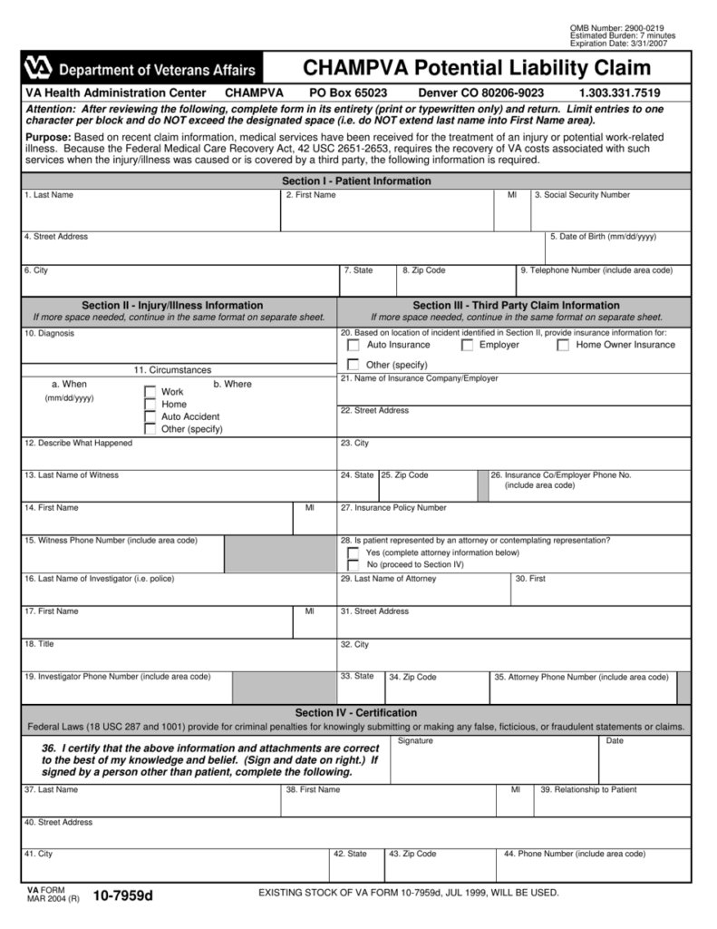 Champva Fillable Claim Form Printable Forms Free Online