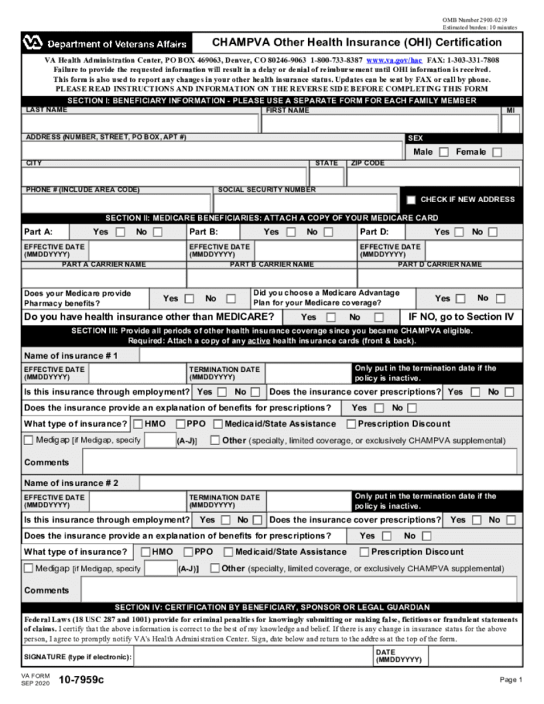 Champva Fillable Claim Form Printable Forms Free Online