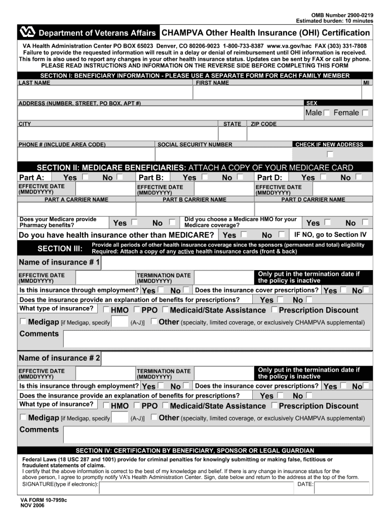 Champva Insurance Forms 2006 Fill Out Sign Online DocHub