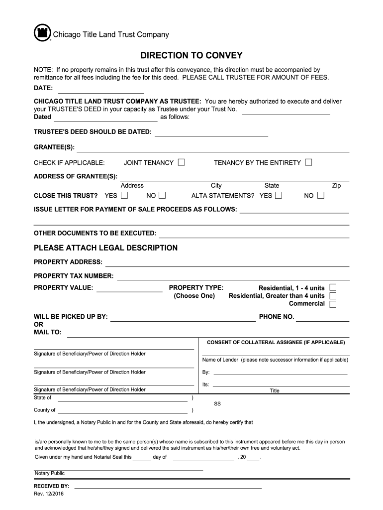 Chicago Title Land Trust Company Forms Fill Out And Sign Printable 