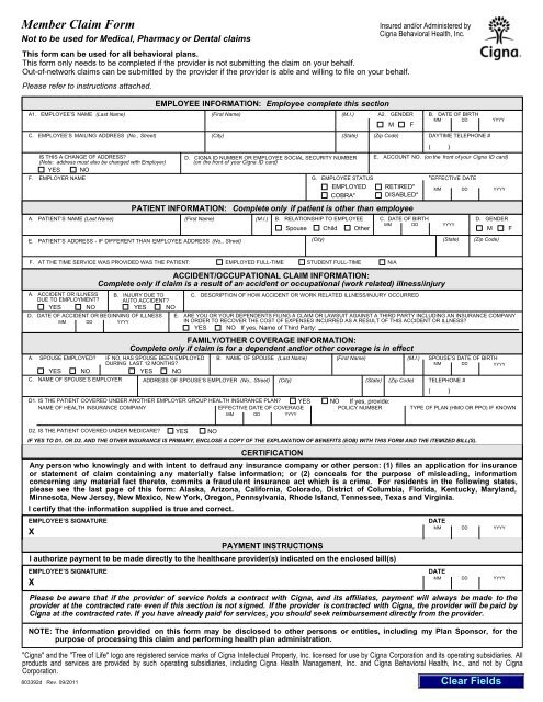 Cigna Uft Dental Claim Form Designerspeaker