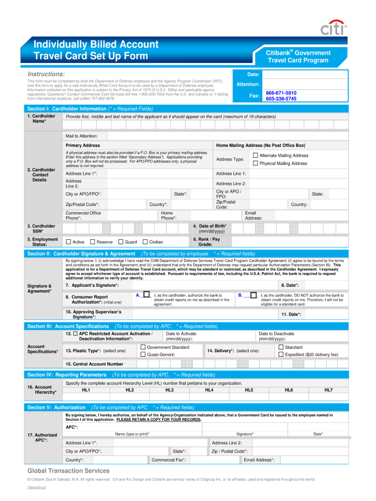 Citibank Form Travel Card Fill Online Printable Fillable Blank