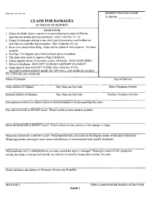 City Of Los Angeles Claim Form 2020 2023 Fill And Sign Printable