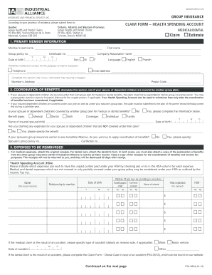 CLAIM FORM Industrial Alliance Insurance And Financial Services 